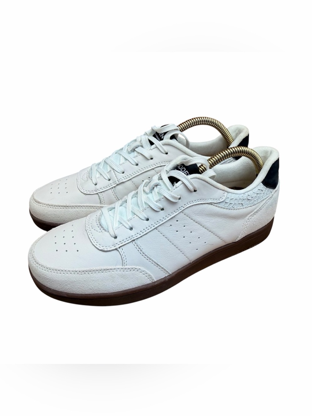 Woden Classic White women’s size 10-10.5 Leather Sneakers with Brown Sole